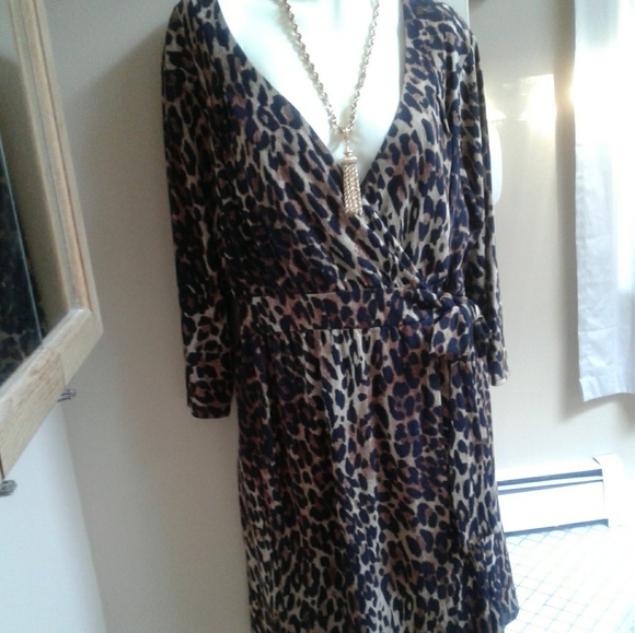 Lane Bryant Dresses & Skirts - Lane Bryant size 14 Leopard print wrap dress